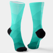 Aqua Turquoise Gradient Geometric Mesh Pattern Sokken (Gebogen)