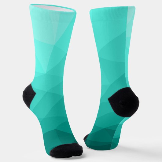Aqua Turquoise Gradient Geometric Mesh Pattern Sokken (Gebogen)