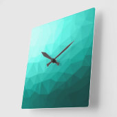 Aqua Turquoise Gradient Geometric Mesh Pattern Vierkante Klok (Hoek)