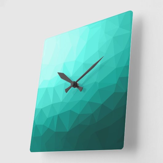 Aqua Turquoise Gradient Geometric Mesh Pattern Vierkante Klok (Hoek)