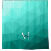 Aqua Turquoise Gradiënt Geometrisch Gaas Monogram Douchegordijn (Voorkant)