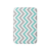 Aqua Turquoise Gray Wht LG Chevron ZigZag Pattern Badmat (Voorkant Verticaal)