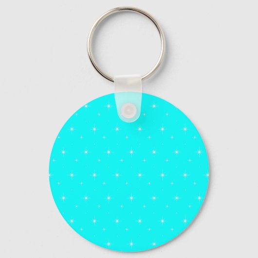 Aqua-Turquoise-Green Shining Stars Pattern Sleutelhanger (Voorkant)