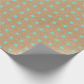 Aqua Turquoise Green Stippen Faux Rustic Brown Kra Cadeaupapier (Hoek)