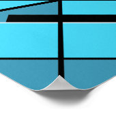 Aqua Turquoise Grey met zwart diagonaal ontwerp Poster (Hoek)