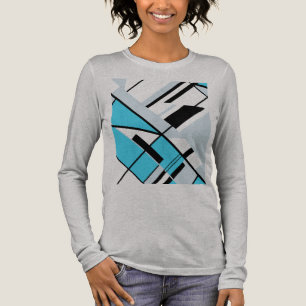Aqua Turquoise Grey met zwart diagonaal ontwerp Tri-Blend Shirt