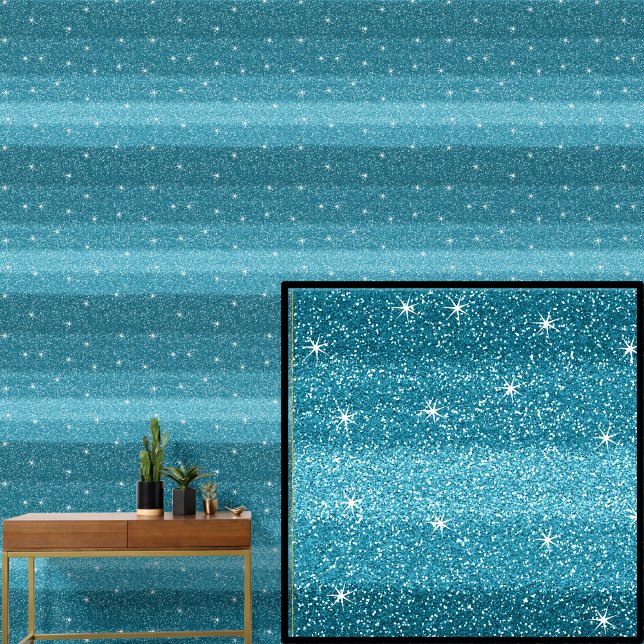 Aqua Turquoise Groen Blauw Lijnen met Sparkle Star Behang (Creator heeft geüpload)