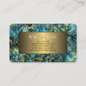 Aqua Turquoise Groen Blauwgroen Blauw Goud Marmerd Visitekaartje (Achterkant)