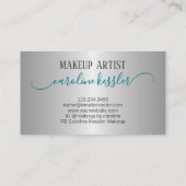 Aqua Turquoise Groen Zilver Glitter Sparkle Drip Visitekaartje (Achterkant)