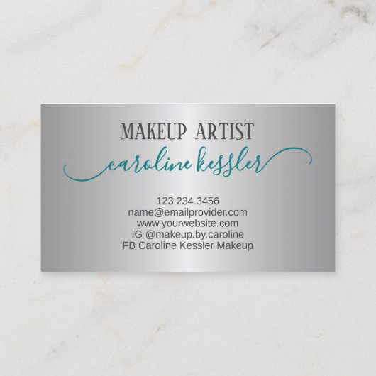 Aqua Turquoise Groen Zilver Glitter Sparkle Drip Visitekaartje (Achterkant)