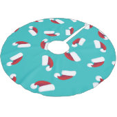 Aqua Turquoise Helderblauw & Rode Kerstmannenmutse Kerstboom Rok (Gekanteld)