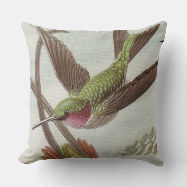 Aqua/Turquoise Hummingbird Decorative Sierkussen (Voorkant)
