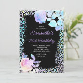 Aqua Turquoise Iridescent Leopard 21st Birthday Kaart (Staand voorkant)