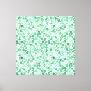 Aqua Turquoise Klinker Patchwork Terrazzo Patroon Canvas Afdruk