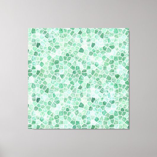Aqua Turquoise Klinker Patchwork Terrazzo Patroon Canvas Afdruk (Voorkant)