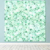 Aqua Turquoise Klinker Patchwork Terrazzo Patroon Canvas Afdruk (Insitu (Houten vloer))