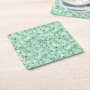 Aqua Turquoise Klinker Patchwork Terrazzo Patroon Kartonnen Onderzetters