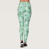 Aqua Turquoise Klinker Patchwork Terrazzo Patroon Leggings (Achterkant)