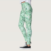 Aqua Turquoise Klinker Patchwork Terrazzo Patroon Leggings (Links)