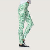 Aqua Turquoise Klinker Patchwork Terrazzo Patroon Leggings (Rechts)