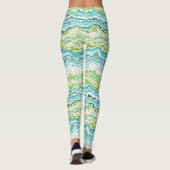 Aqua Turquoise Lime Green Minerals Agate Pattern Leggings (Achterkant)