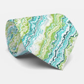 Aqua Turquoise Lime Green Minerals Agate Pattern Stropdas (Opgerold)