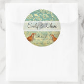 Aqua Turquoise Lovebirds Bruiloft Sticker (Tas)