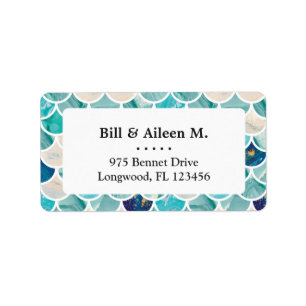 Aqua turquoise marmer mermaid spp. etiket