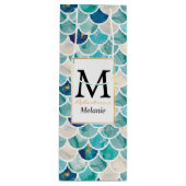 Aqua turquoise marmer mermaid spp. wijn cadeautas (Voorkant)