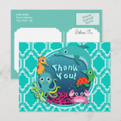 Aqua Turquoise Ocean Life Baby shower Briefkaart (Voorkant / Achterkant)
