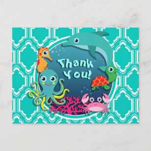 Aqua Turquoise Ocean Life Baby shower Briefkaart