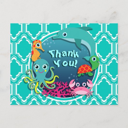 Aqua Turquoise Ocean Life Baby shower Briefkaart (Voorkant)