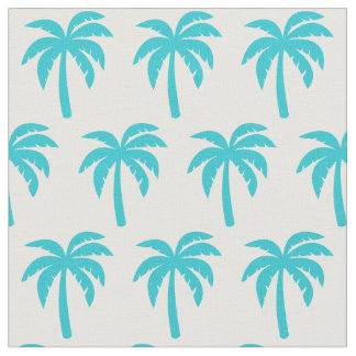 Aqua Turquoise Palm Tree Fabric Stof