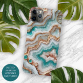 Aqua Turquoise Pink Rose Gold Marble Art Pattern Case-Mate iPhone Case