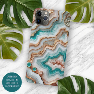 Aqua Turquoise Pink Rose Gold Marble Art Pattern Case-Mate iPhone Case