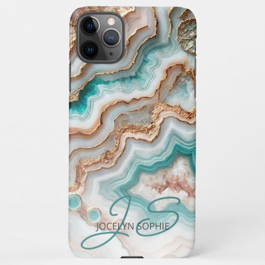 Aqua Turquoise Pink Rose Gold Marble Art Pattern iPhone Hoesje (Achterkant)
