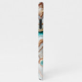 Aqua Turquoise Pink Rose Gold Marble Art Pattern iPhone Hoesje (Rechterkant)