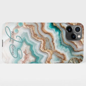 Aqua Turquoise Pink Rose Gold Marble Art Pattern iPhone Hoesje (Achterkant horizontaal)
