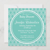 Aqua Turquoise Retro Baby Feet Baby shower Kaart (Achterkant)
