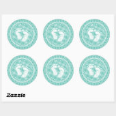 Aqua Turquoise Retro Baby Feet Baby shower Ronde Sticker (Vel)
