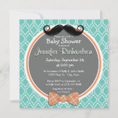 Aqua Turquoise Retro Funny Boy Baby shower Kaart (Achterkant)