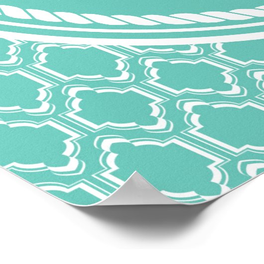 Aqua Turquoise Retro Nautical Anchor Baby shower Poster (Hoek)