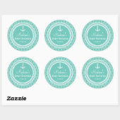Aqua Turquoise Retro Nautical Anchor Baby shower Ronde Sticker (Vel)