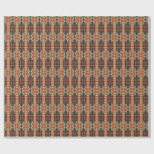 Aqua Turquoise Roest Oranje Donkerbruin Mozaïek Ku Cadeaupapier (Vlak)