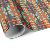 Aqua Turquoise Roest Oranje Donkerbruin Mozaïek Ku Cadeaupapier (Rol Hoek)