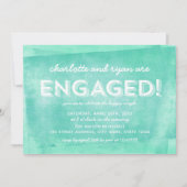Aqua Turquoise Rolled Ink Engagement Party Kaart (Voorkant)