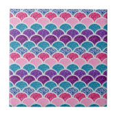 aqua turquoise roze paarse mermaid scales tegeltje (Voorkant)