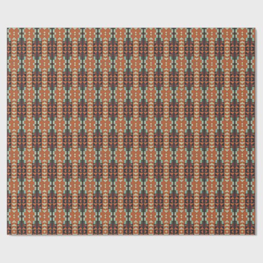 Aqua Turquoise Rust Oranje Dark Brown Mosaic Art Cadeaupapier (Vlak)