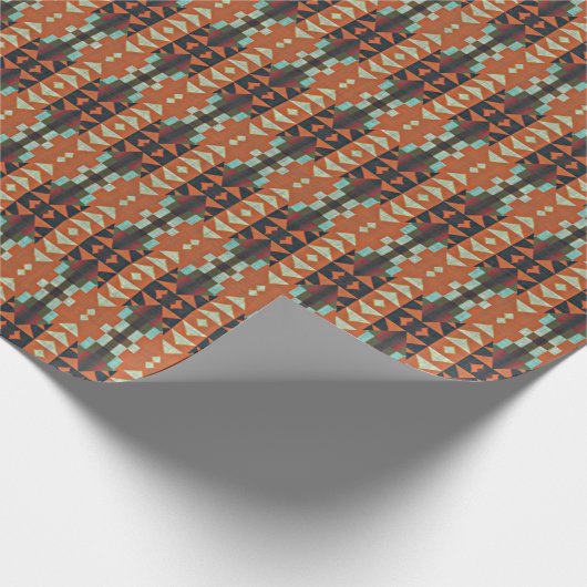 Aqua Turquoise Rust Oranje Dark Brown Mosaic Art Cadeaupapier (Hoek)
