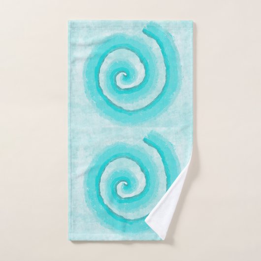 Aqua Turquoise Spirals Bad Handdoek (Handdoek)